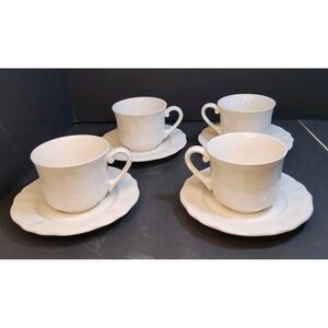 Set of 4 Federalist Ironstone Cup & Saucer‎ Scalloped Edge 4238 Japan 3" Vintage